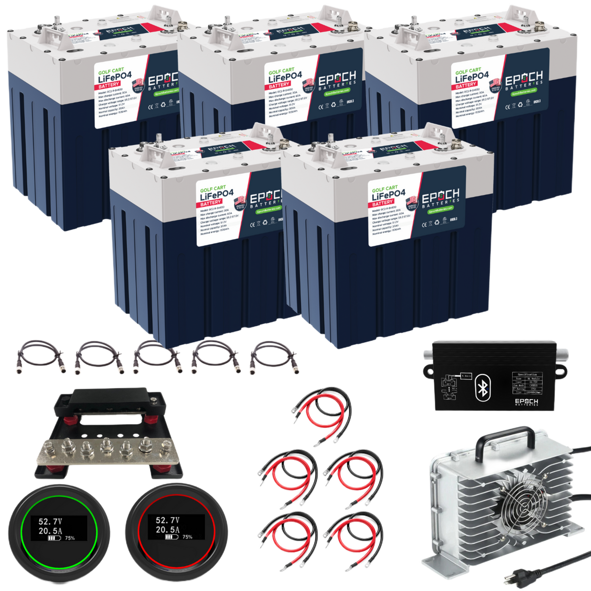 Epoch 48V 150Ah GC2 - Golf Cart LiFePO4 Lithium Battery - Complete Kit