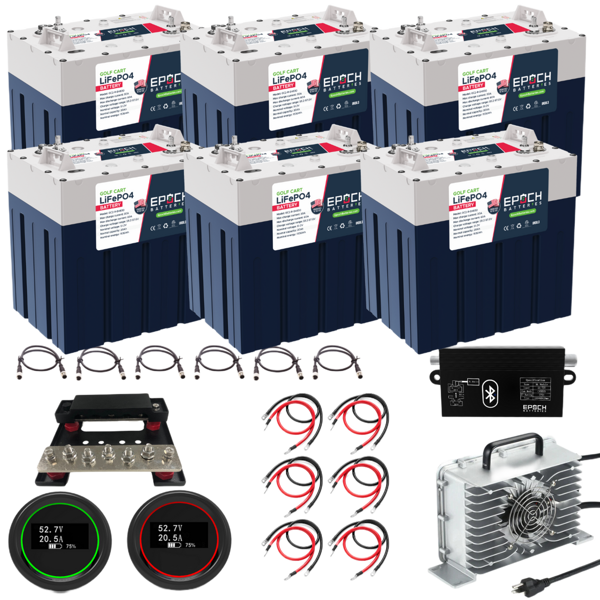 Epoch 48V 180Ah 600A GC2 - Golf Cart LiFePO4 Lithium Battery Kit