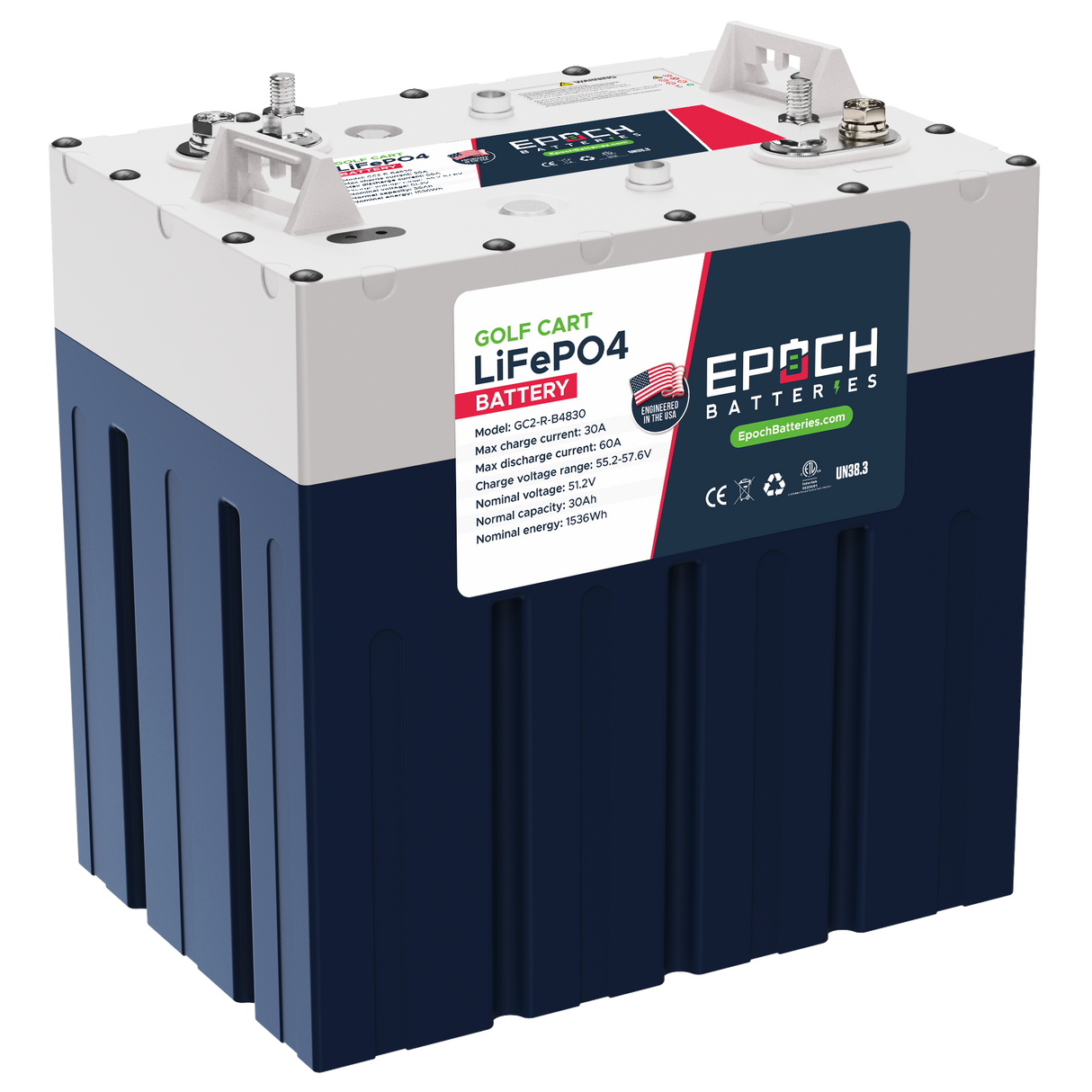 Epoch 48V 30Ah GC2 - Golf Cart LiFePO4 Lithium Battery