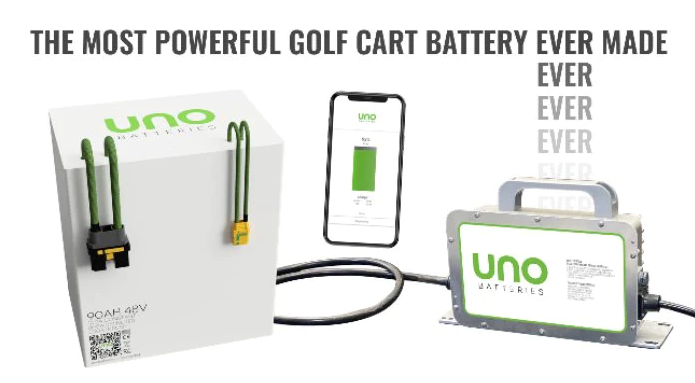 UNO 48V 90Ah Lithium Ion Golf Cart Battery, Charger and Install Kit