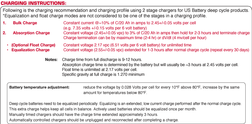 US Battery 1800 6v 208ah