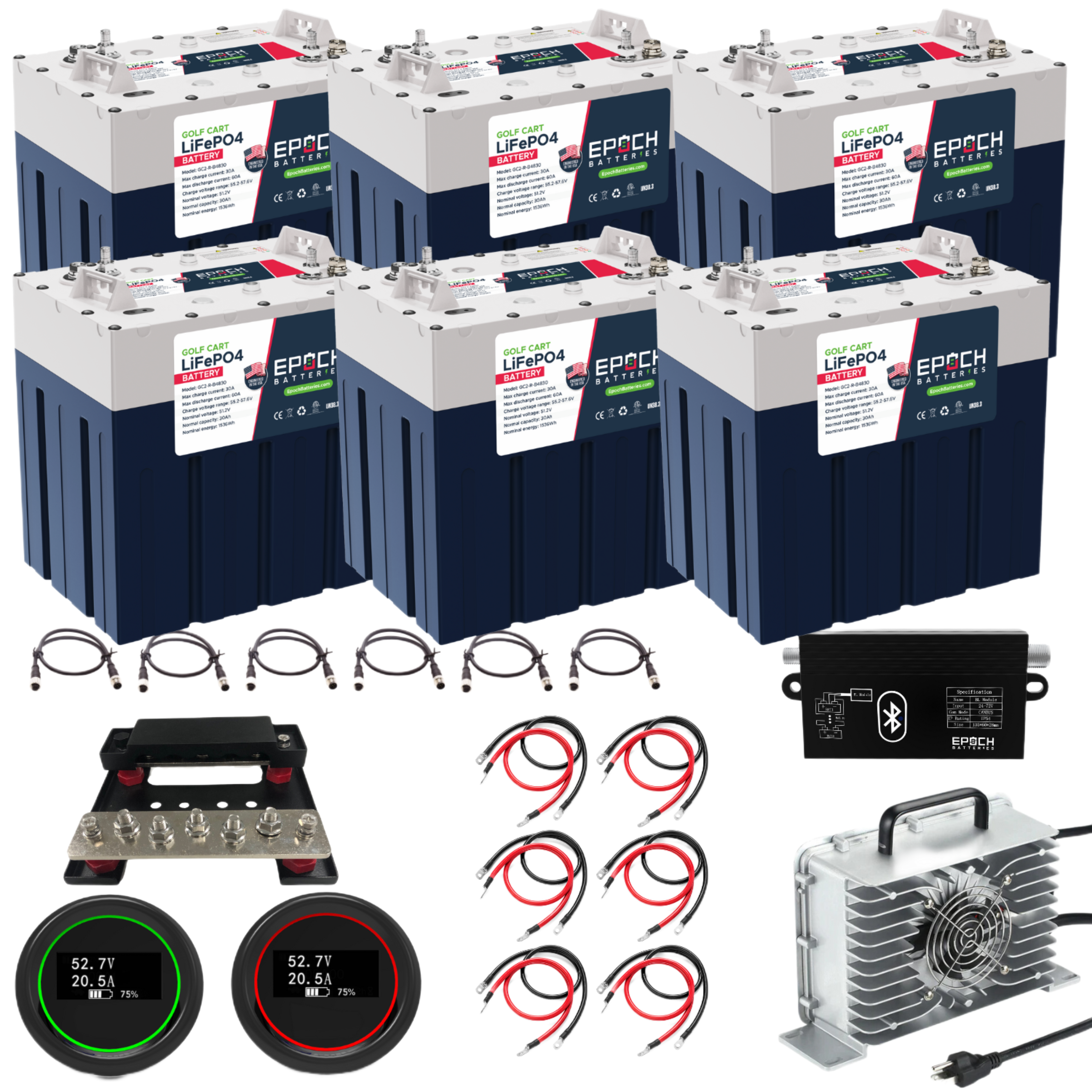 Epoch 48V 180Ah 600A GC2 - Golf Cart LiFePO4 Lithium Battery Kit – Buy  Batteries Online at Deep Cycle Battery Store