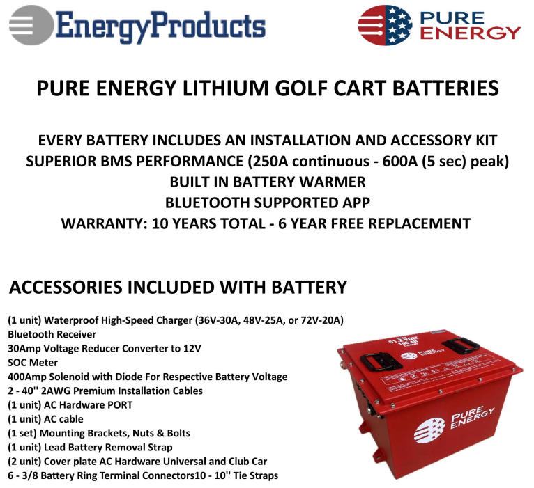 Pure Energy 48 Volt 105Ah Lithium Golf Cart Battery – Thin PE48v-105a-THIN