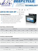 Leoch AGM 12v 90Ah LDC12-90 DT